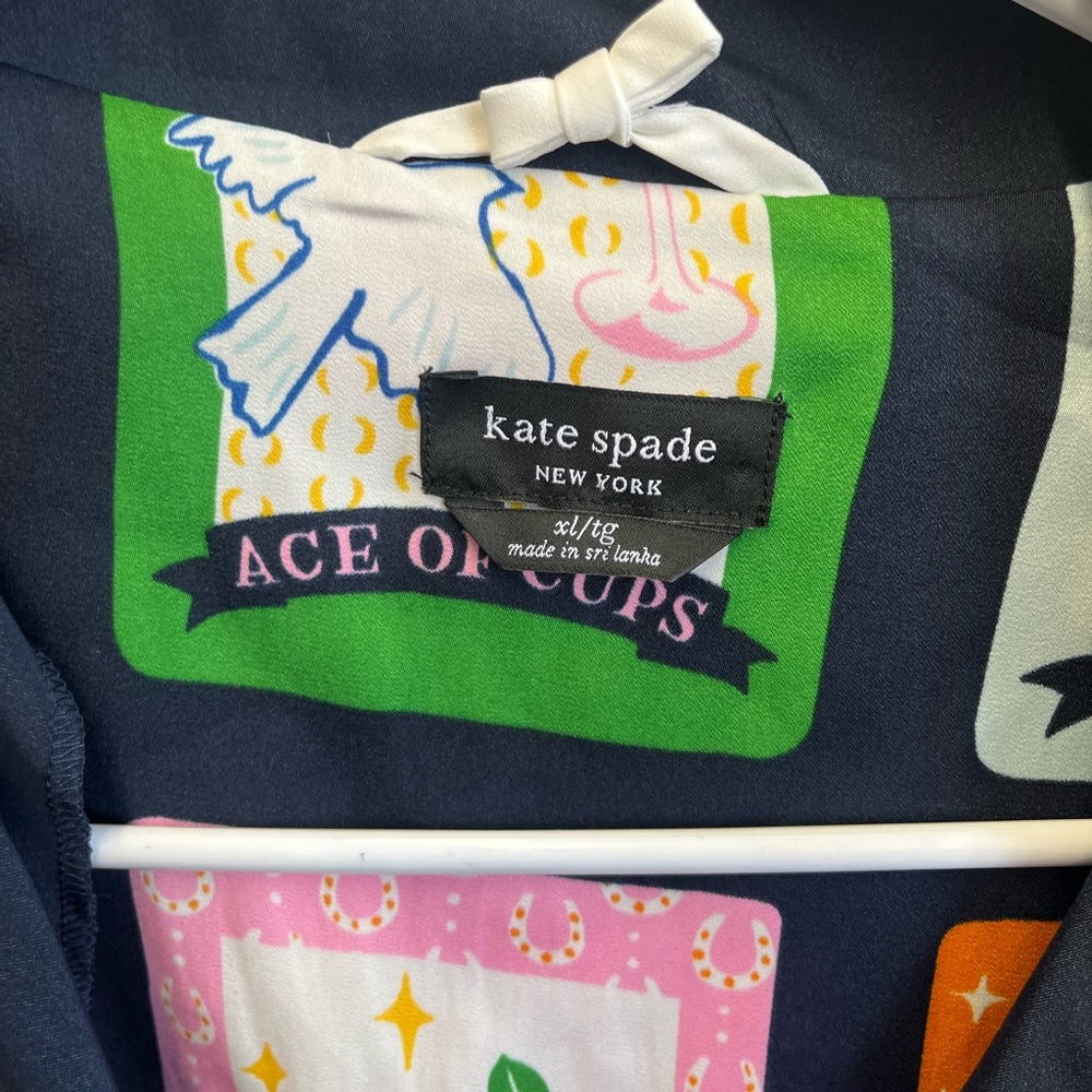 kate spade navy button-up with colorful tarot motif nightgown XL - Picture 6 of 14